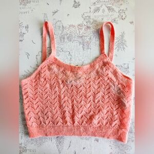 NWT!!! Zara Alpaca-Wool Pointelle Knit Cropped Camisole, Size Large